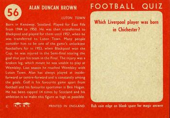 1959-60 A&BC Chewing Gum #56 Allan Brown Back