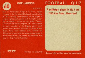 1959-60 A&BC Chewing Gum #60 Jimmy Armfield Back