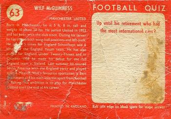 1959-60 A&BC Chewing Gum #63 Wilf McGuinness Back