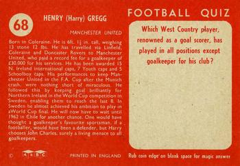 1959-60 A&BC Chewing Gum #68 Harry Gregg Back