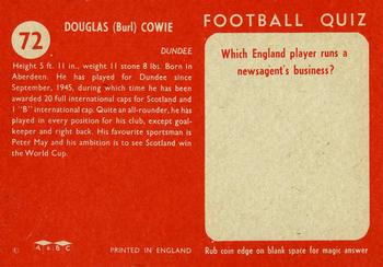 1959-60 A&BC Chewing Gum #72 Doug Cowie Back