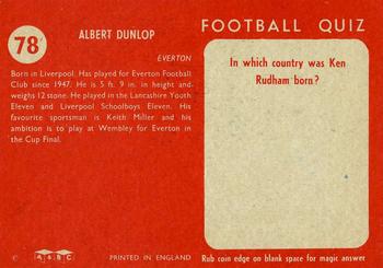 1959-60 A&BC Chewing Gum #78 Albert Dunlop Back