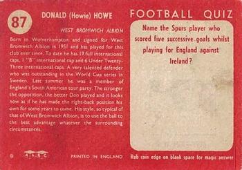 1959-60 A&BC Chewing Gum #87 Don Howe Back