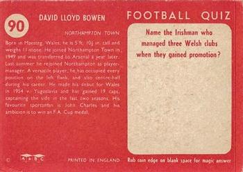 1959-60 A&BC Chewing Gum #90 Dave Bowen Back