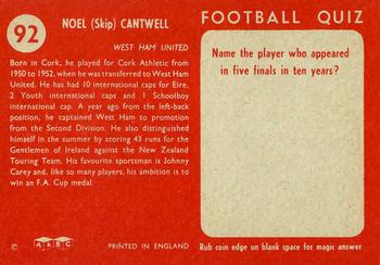 1959-60 A&BC Chewing Gum #92 Noel Cantwell Back