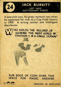 1960-61 A&BC Chewing Gum #24 Jack Burkitt Back