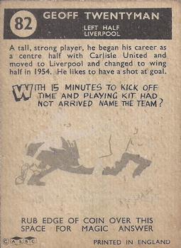 1960-61 A&BC Chewing Gum #82 Geoff Twentyman Back