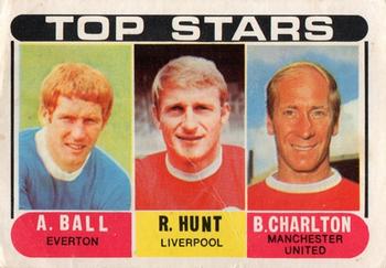 1969-70 A&BC Chewing Gum #NNO Top Stars (A. Ball / R. Hunt / B. Charlton) Front