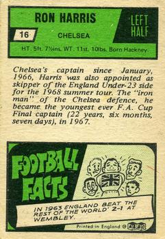 1969-70 A&BC Chewing Gum #16 Ron Harris Back