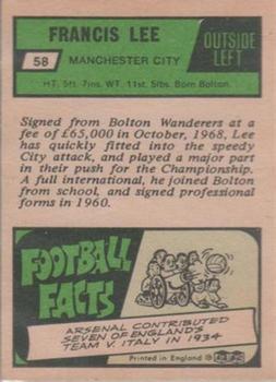 1969-70 A&BC Chewing Gum #58 Francis Lee Back