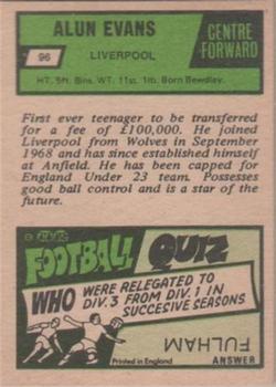 1969-70 A&BC Chewing Gum #96 Alun Evans Back