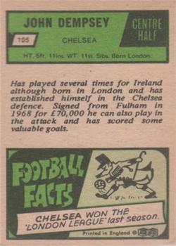 1969-70 A&BC Chewing Gum #105 John Dempsey Back