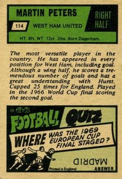 1969-70 A&BC Chewing Gum #114 Martin Peters Back