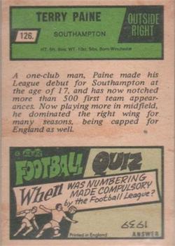 1969-70 A&BC Chewing Gum #126 Terry Paine Back