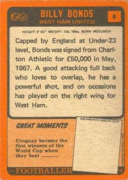 1970-71 A&BC Chewing Gum #8 Billy Bonds Back