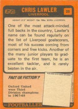 1970-71 A&BC Chewing Gum #25 Chris Lawler Back