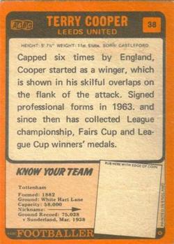 1970-71 A&BC Chewing Gum #38 Terry Cooper Back