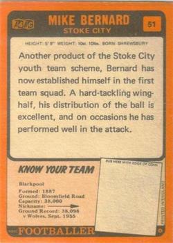 1970-71 A&BC Chewing Gum #51 Mike Bernard Back