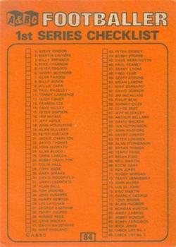 1970-71 A&BC Chewing Gum #84 Checklist 1-85 Back
