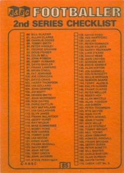 1970-71 A&BC Chewing Gum #85 Checklist 86-169 Back
