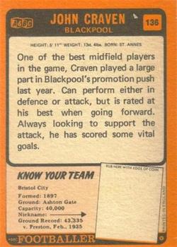 1970-71 A&BC Chewing Gum #136 John Craven Back