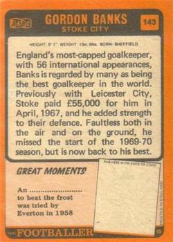 1970-71 A&BC Chewing Gum #143 Gordon Banks Back