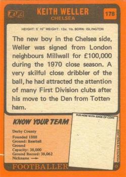1970-71 A&BC Chewing Gum #178 Keith Weller Back