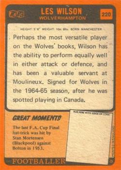 1970-71 A&BC Chewing Gum #220 Les Wilson Back
