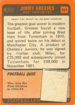 1970-71 A&BC Chewing Gum #221 Jimmy Greaves Back