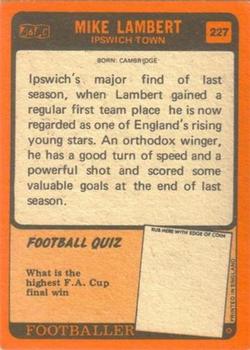 1970-71 A&BC Chewing Gum #227 Mick Lambert Back