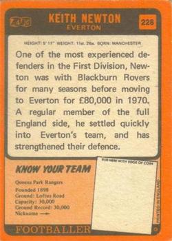 1970-71 A&BC Chewing Gum #228 Keith Newton Back
