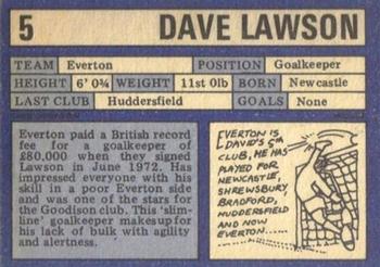 1973-74 A&BC Chewing Gum #5 David Lawson Back