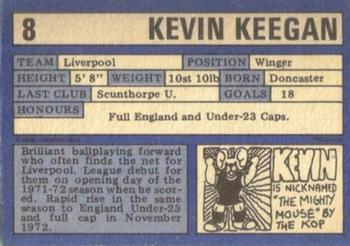 1973-74 A&BC Chewing Gum #8 Kevin Keegan Back
