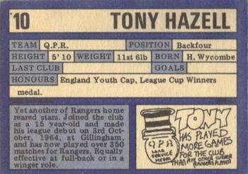 1973-74 A&BC Chewing Gum #10 Tony Hazell Back