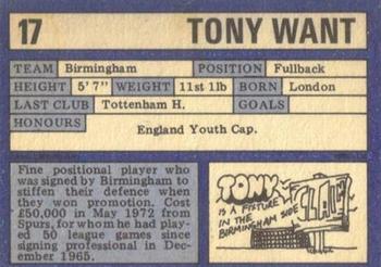 1973-74 A&BC Chewing Gum #17 Tony Want Back