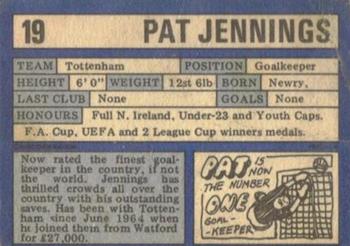 1973-74 A&BC Chewing Gum #19 Pat Jennings Back