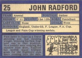 1973-74 A&BC Chewing Gum #25 John Radford Back
