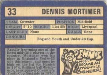 1973-74 A&BC Chewing Gum #33 Dennis Mortimer Back