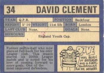 1973-74 A&BC Chewing Gum #34 Dave Clement Back