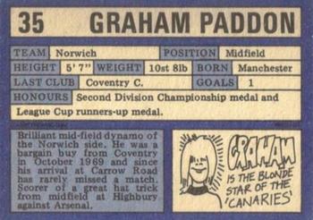 1973-74 A&BC Chewing Gum #35 Graham Paddon Back
