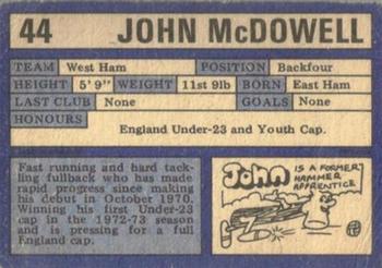 1973-74 A&BC Chewing Gum #44 John McDowell Back