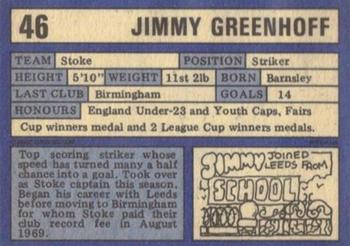 1973-74 A&BC Chewing Gum #46 Jimmy Greenhoff Back