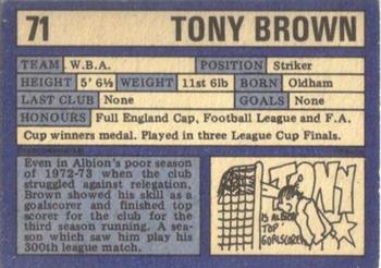 1973-74 A&BC Chewing Gum #71 Tony Brown Back