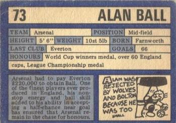 1973-74 A&BC Chewing Gum #73 Alan Ball Back