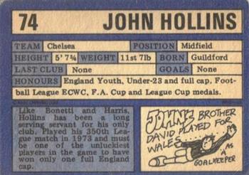 1973-74 A&BC Chewing Gum #74 John Hollins Back
