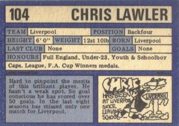1973-74 A&BC Chewing Gum #104 Chris Lawler Back