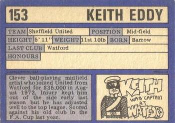 1973-74 A&BC Chewing Gum #153 Keith Eddy Back