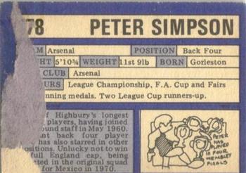 1973-74 A&BC Chewing Gum #178 Peter Simpson Back