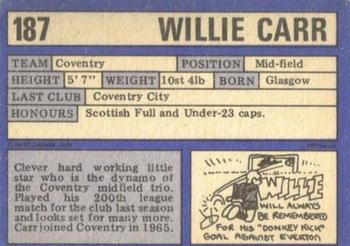 1973-74 A&BC Chewing Gum #187 Willie Carr Back