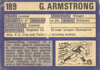 1973-74 A&BC Chewing Gum #189 George Armstrong Back